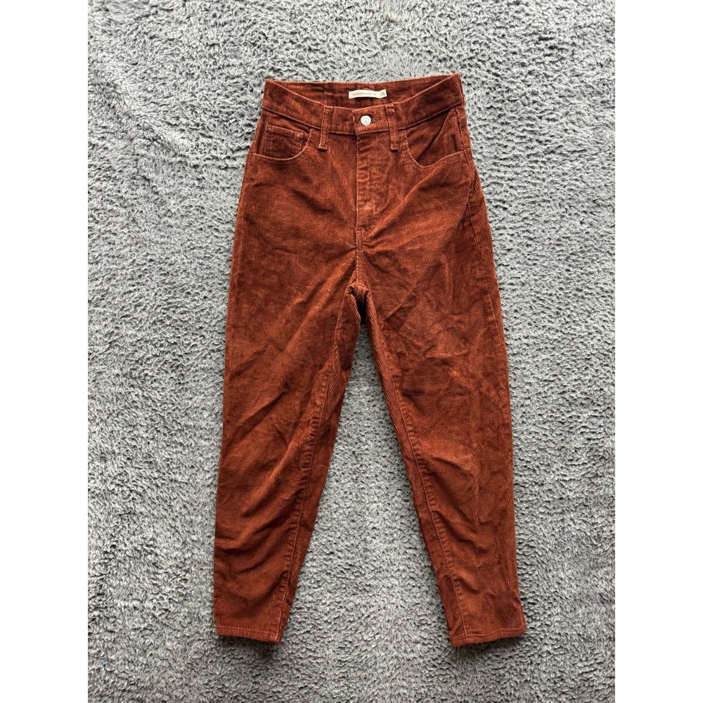 Levi's High Waisted‎ Corduroy Tapered Mom Jeans Rust Brown Womens Size 26